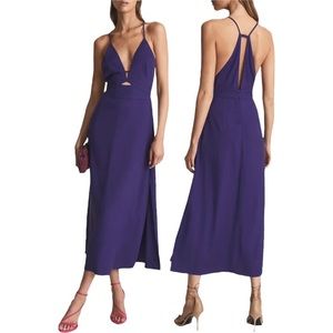 Reiss Ellis Cut-Out Midi Dress Purple BNWT
